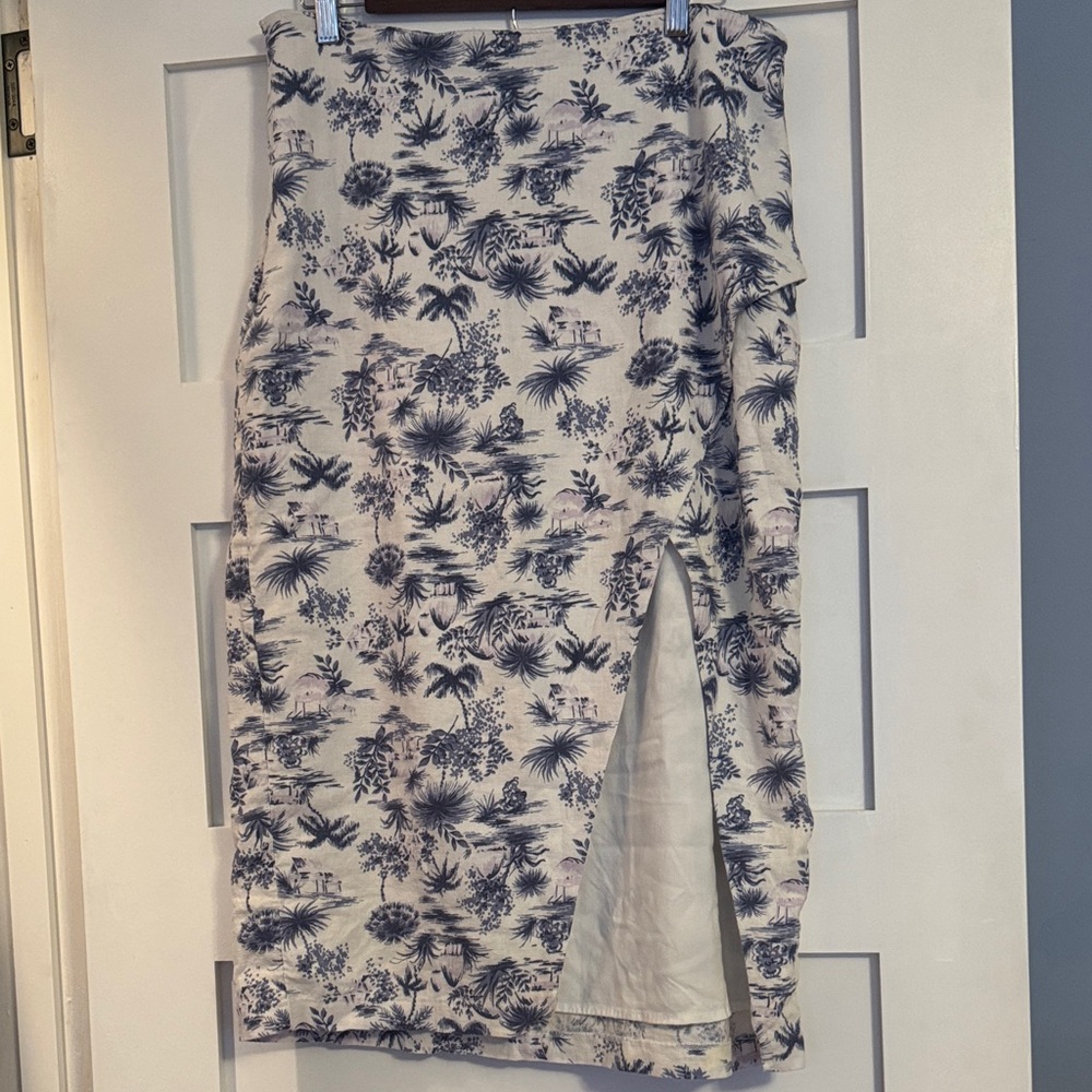 Abercrombie & Fitch Blue Linen Midi Skirt